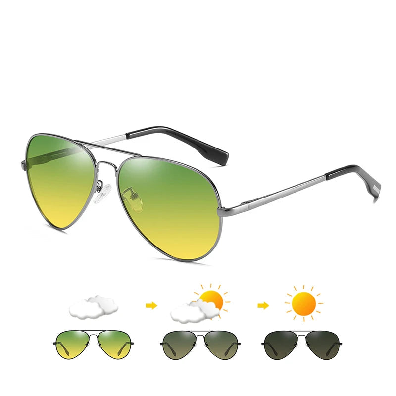 Pilot Anti-Glare Aviator Gradient Sunglasses Unisex Day Night Driving Glasses