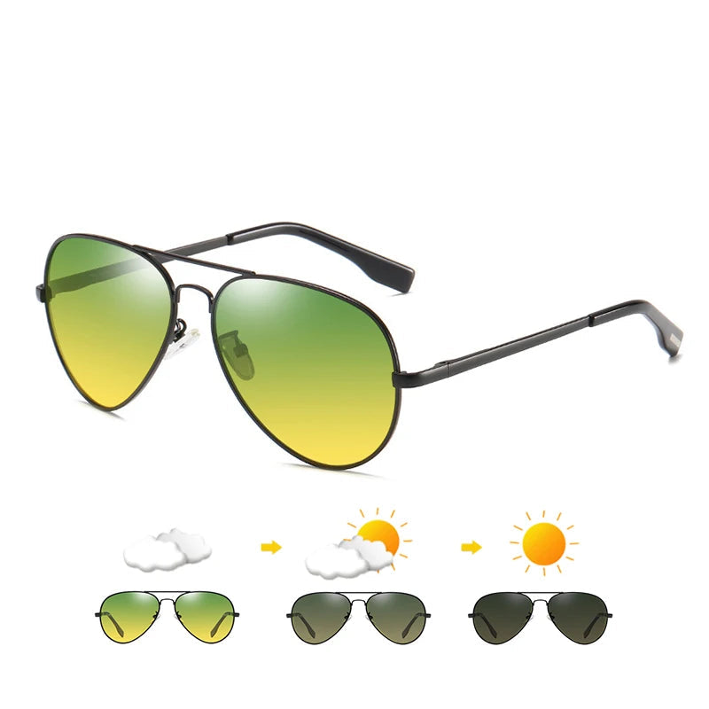 Pilot Anti-Glare Aviator Gradient Sunglasses Unisex Day Night Driving Glasses
