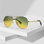 Pilot Anti-Glare Aviator Gradient Sunglasses Unisex Day Night Driving Glasses