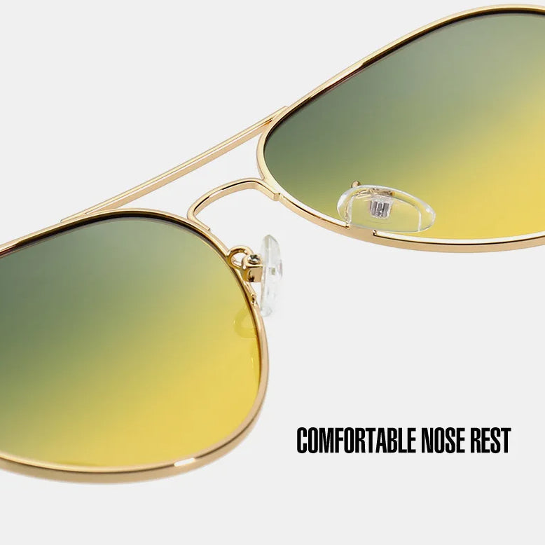 Pilot Anti-Glare Aviator Gradient Sunglasses Unisex Day Night Driving Glasses