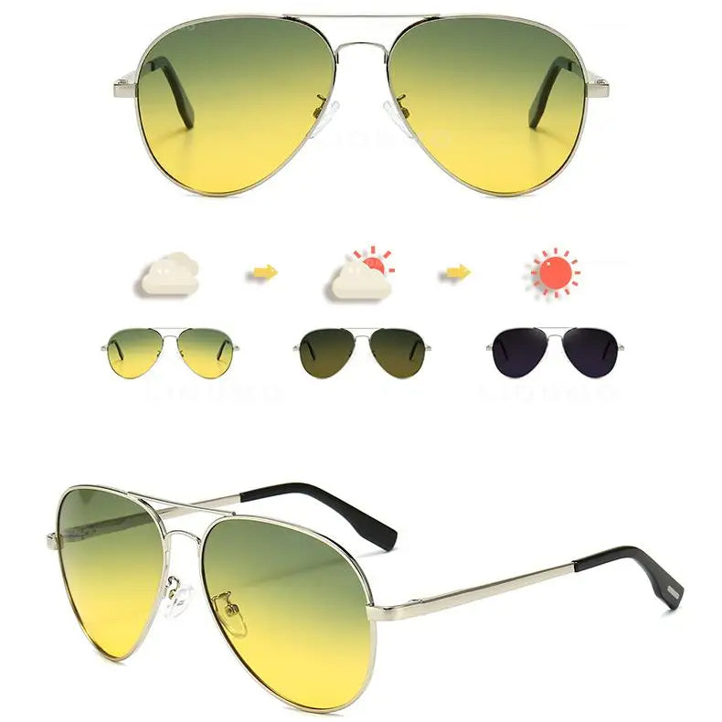 Pilot Anti-Glare Aviator Gradient Sunglasses Unisex Day Night Driving Glasses