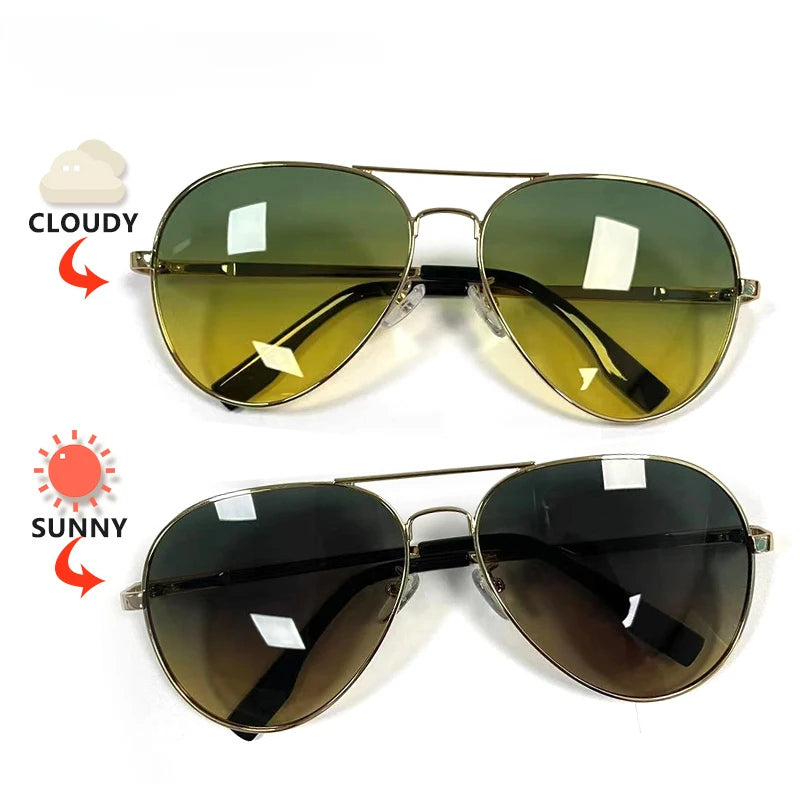Pilot Anti-Glare Aviator Gradient Sunglasses Unisex Day Night Driving Glasses