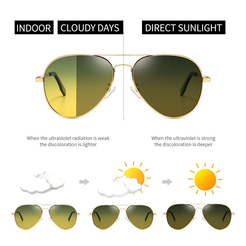 Pilot Anti-Glare Aviator Gradient Sunglasses Unisex Day Night Driving Glasses