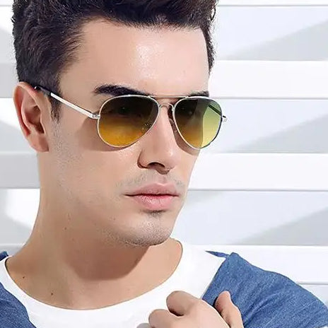 Pilot Anti-Glare Aviator Gradient Sunglasses Unisex Day Night Driving Glasses