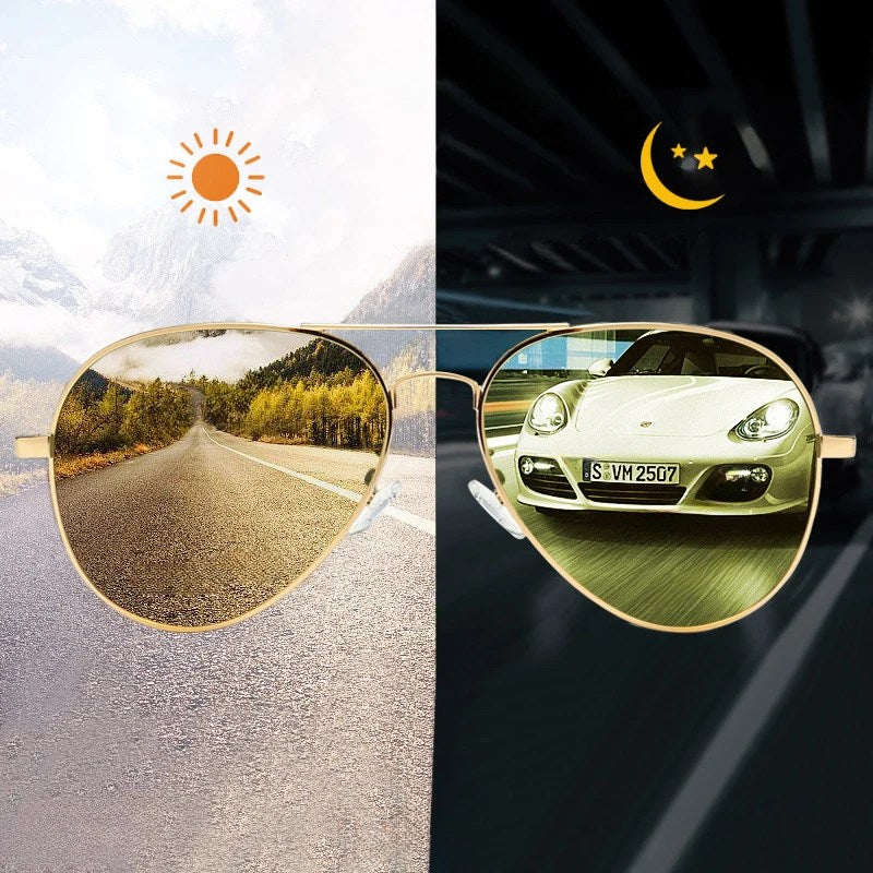 Pilot Anti-Glare Aviator Gradient Sunglasses Unisex Day Night Driving Glasses