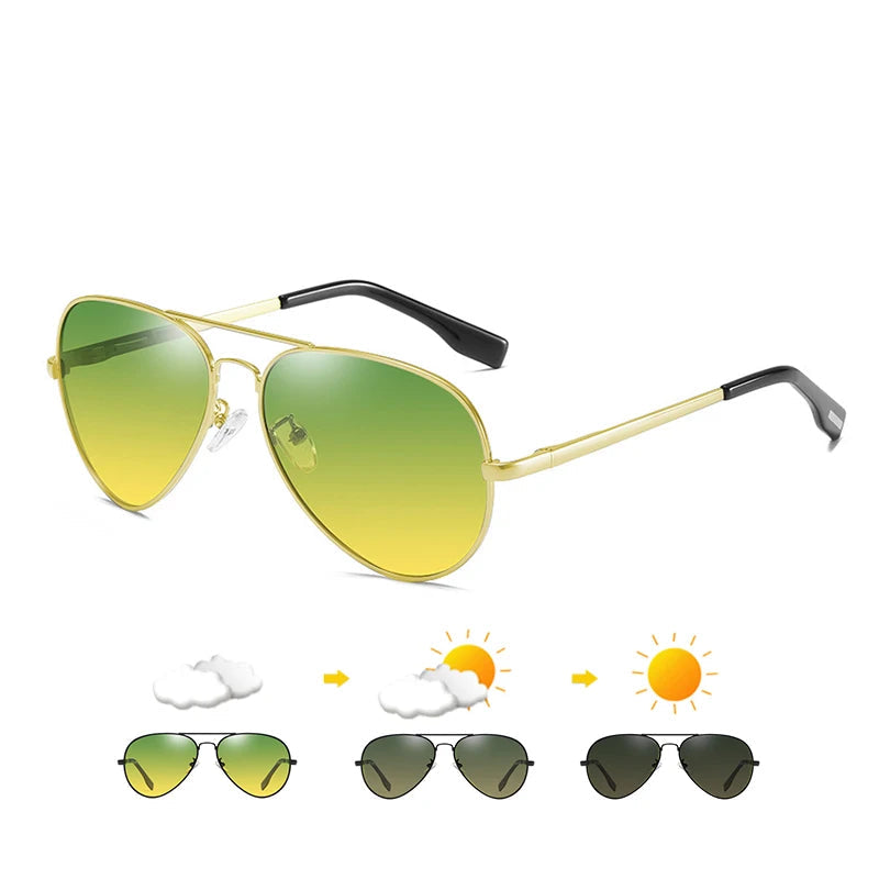 Pilot Anti-Glare Aviator Gradient Sunglasses Unisex Day Night Driving Glasses