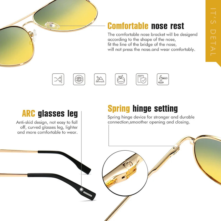 Pilot Sunglasses Polarised Unisex Day Night Glasses-Keep Melbourne Marvellous Official Store