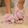 Women's Fluffy Leopard Slippers Indoor Classic Slip Ons Flats