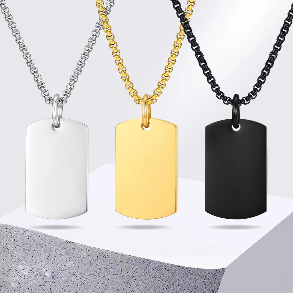 Dog Tag Necklace Blank Unmarked Army Pendant Stainless Steel