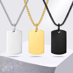 Dog Tag Necklace Blank Unmarked Army Pendant Stainless Steel