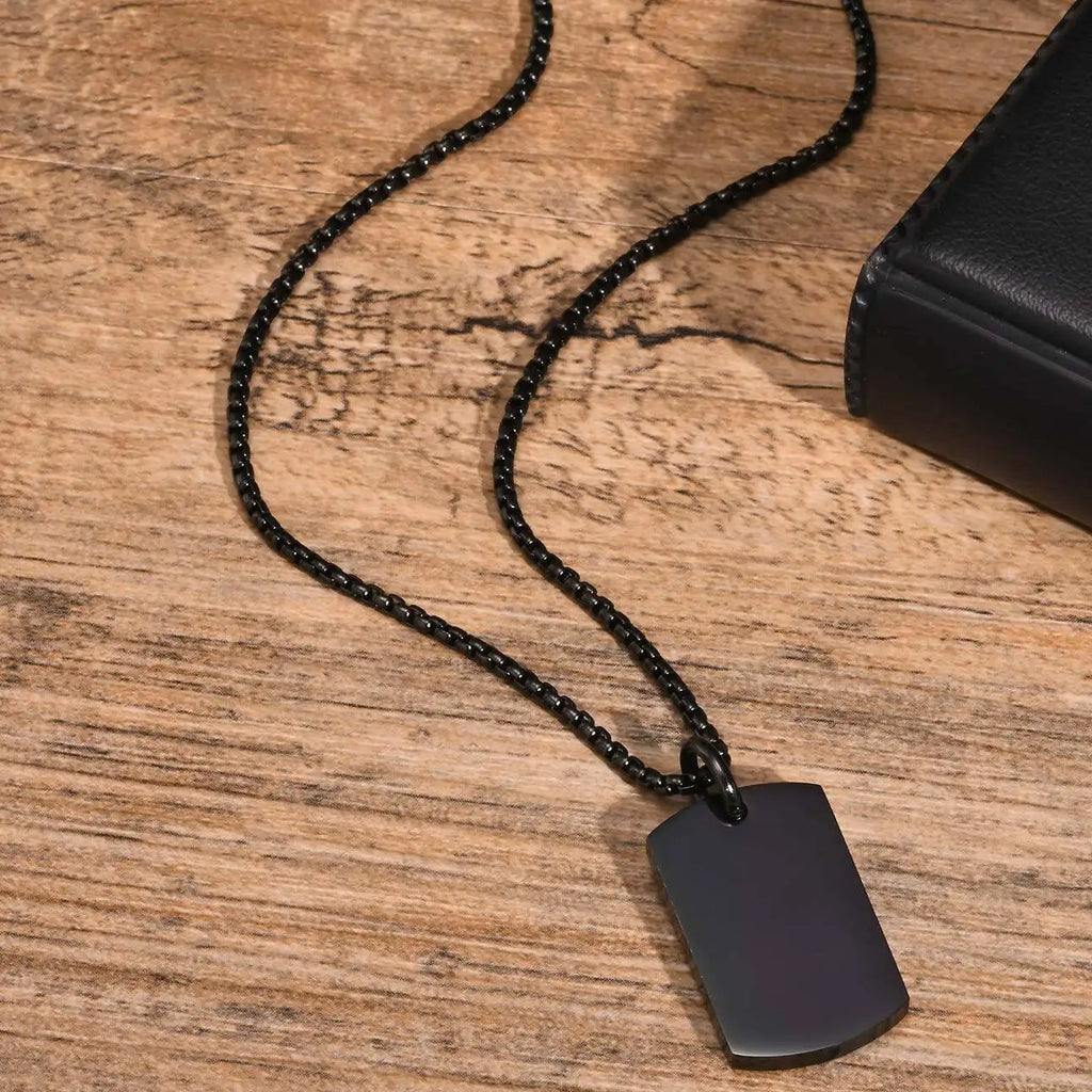 Dog Tag Necklace Blank Unmarked Army Pendant Stainless Steel