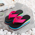 Women's Platform Slides Wedges Rainbow Thongs Beach Flip Flops