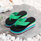 Platform Slides Height Boosting Wedges Rainbow Elevator Thongs Beach Flip Flops