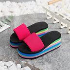 Platform Slides Height Boosting Wedges Rainbow Elevator Thongs Beach Flip Flops