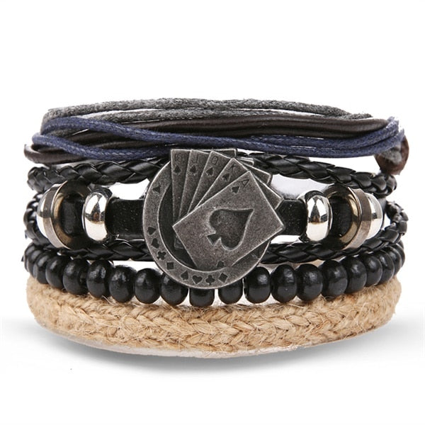 Stacked Bracelet Bangle Chunky Leather