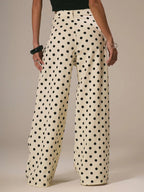 Polka Dot Baggy Jeans Retro Mid Rise Women's Pants