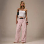 Polka Dot Baggy Jeans Retro Mid Rise Women's Pants