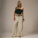 Polka Dot Baggy Jeans Retro Mid Rise Women's Pants