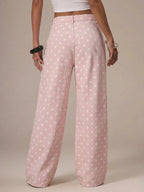 Polka Dot Baggy Jeans Retro Mid Rise Women's Pants
