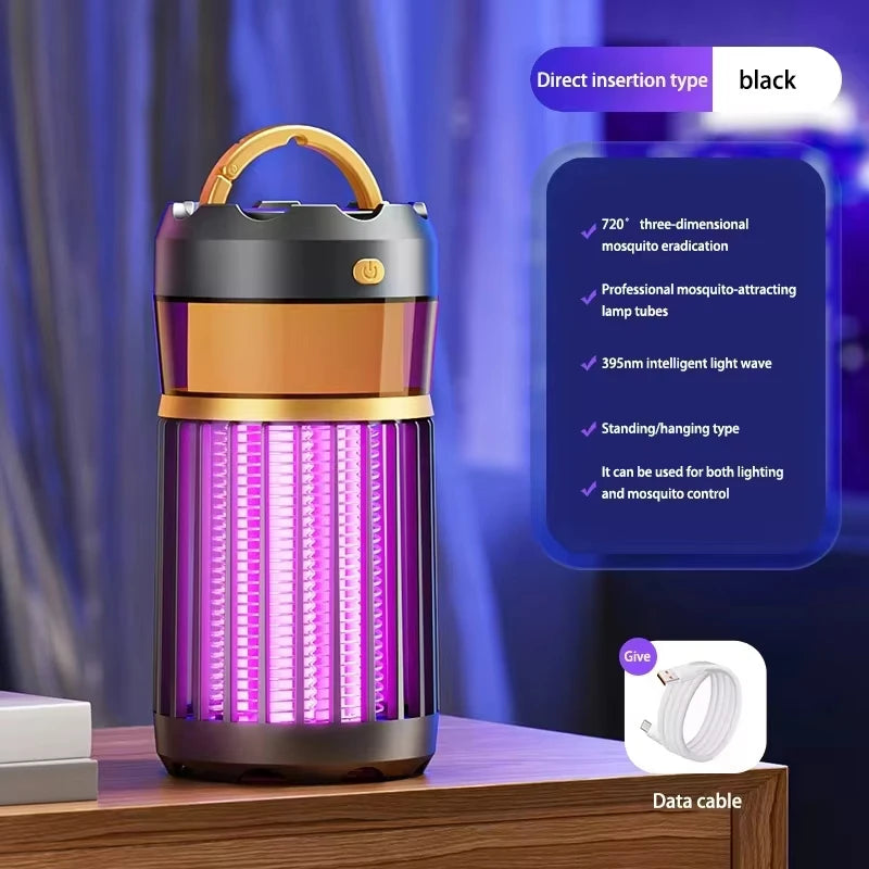 Portable Mosquito Zapper USB Rechargeable Mozzie Trap Indoors Outdoors