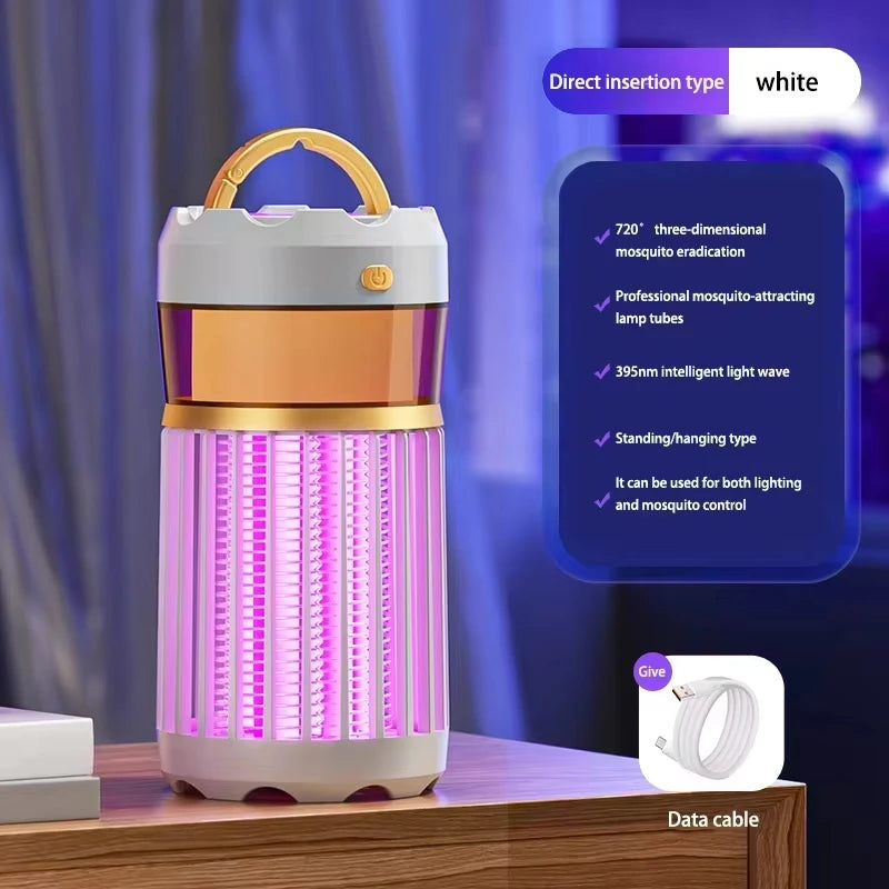 Portable Mosquito Zapper USB Rechargeable Mozzie Trap Indoors Outdoors