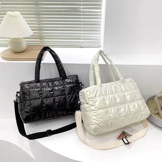 Puffer Tote Luxury Shoulder Space-Padded Handbag Large Capacity