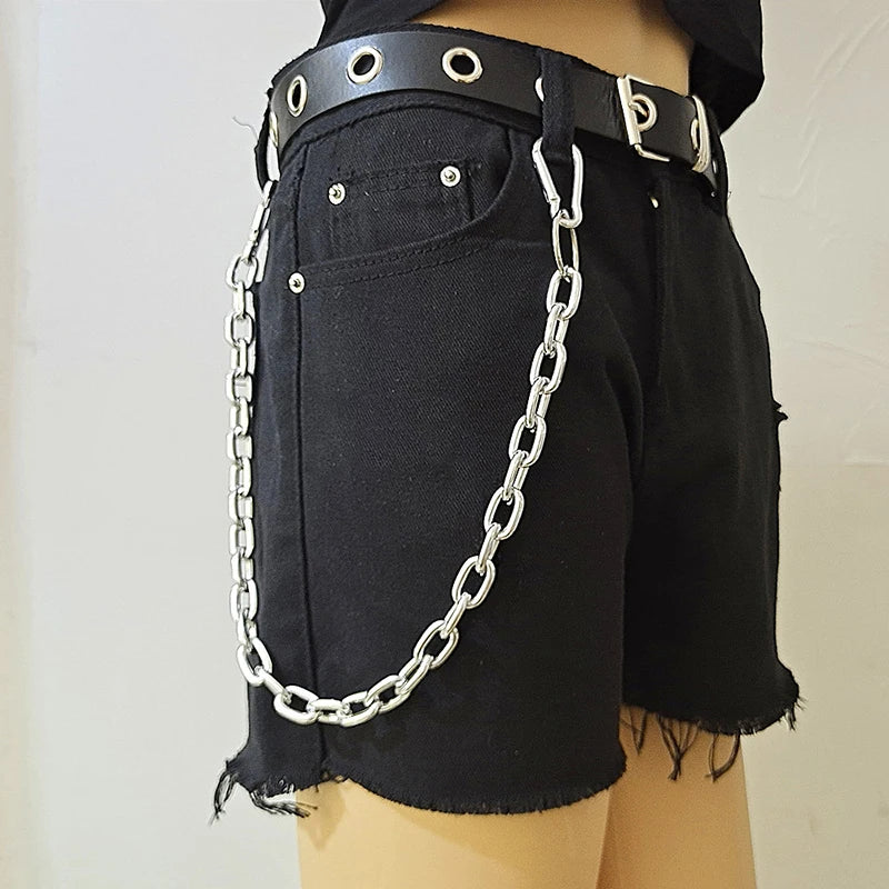 Punk Street Keychains Wallet Chain Moon Star Rivets Skull Accessories Rock Goth Pants Jewelry