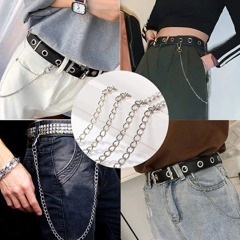 Punk Street Keychains Wallet Chain Moon Star Rivets Skull Accessories Rock Goth Pants Jewelry