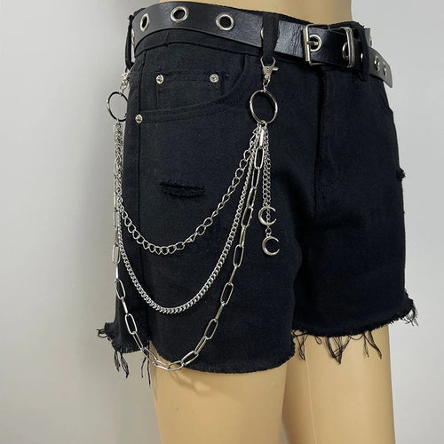 Punk Wallet Chain Jeans Waist Moon Star Rivets Skull Rock Goth Pants Jewelry
