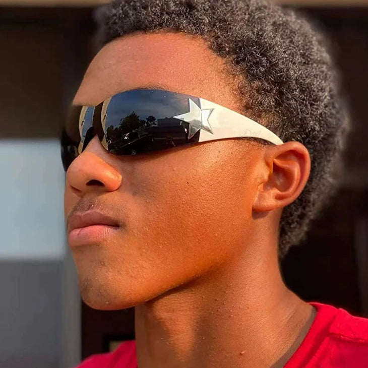 Punk Rebel Rocker Y2K Wrap Hollywood Star Sunglasses