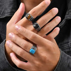 Men's Punk Vintage Rings Retro Viking Knot Rune Signet Bands