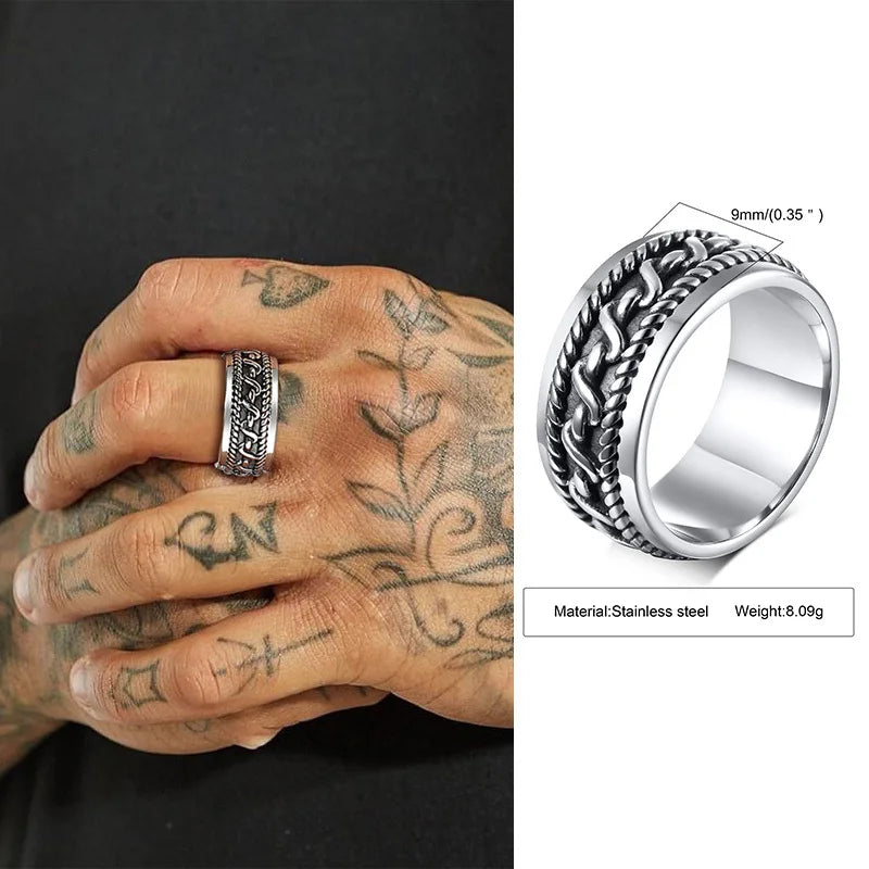 Punk Vintage Rings Retro Viking Knot Rune Signet Bands
