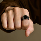 Men's Punk Vintage Rings Retro Viking Knot Rune Signet Bands