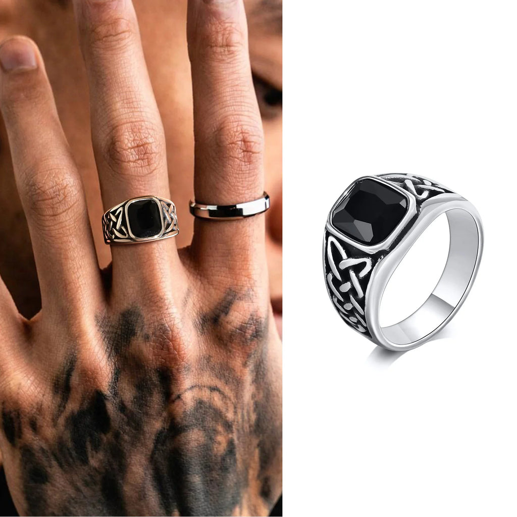 Punk Vintage Rings Retro Viking Knot Rune Signet Bands