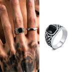 Men's Punk Vintage Rings Retro Viking Knot Rune Signet Bands