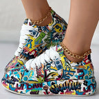 Women's Graffiti All Over Print Sneakers