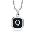 Name Initial Personalised Necklace A-Z Square Stainless Steel Pendant
