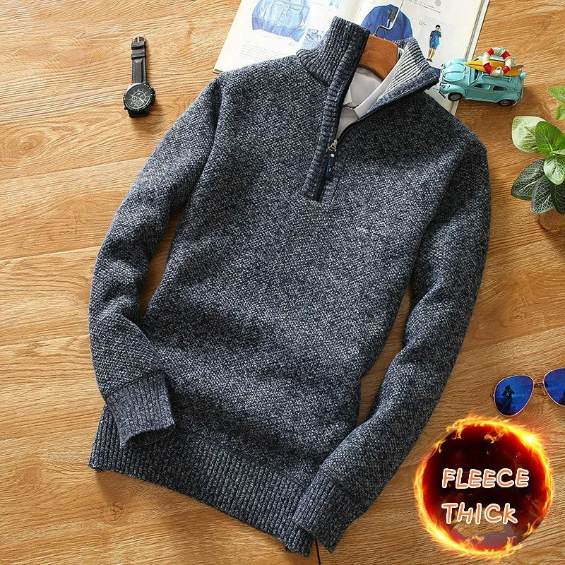 Men's Quality Fleece Sweater Half-Zipper Turtleneck Warm Pullover