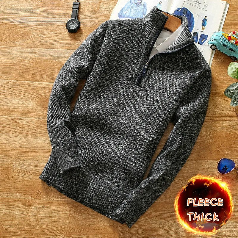 Half-Zipper Fleece Sweater Turtleneck Warm Pullover