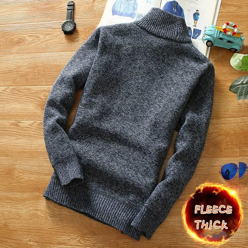 Half-Zipper Fleece Sweater Turtleneck Warm Pullover