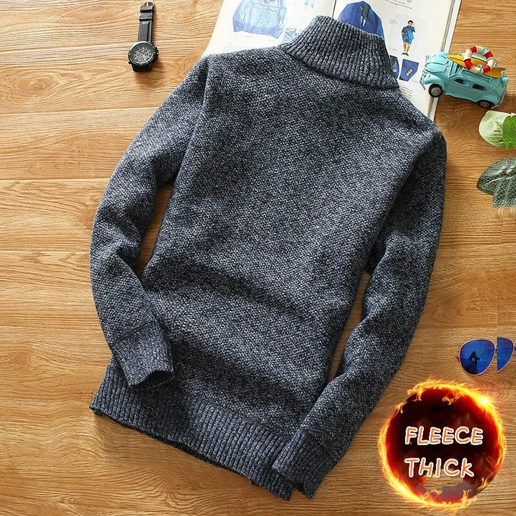 Men's Quality Fleece Sweater Half-Zipper Turtleneck Warm Pullover