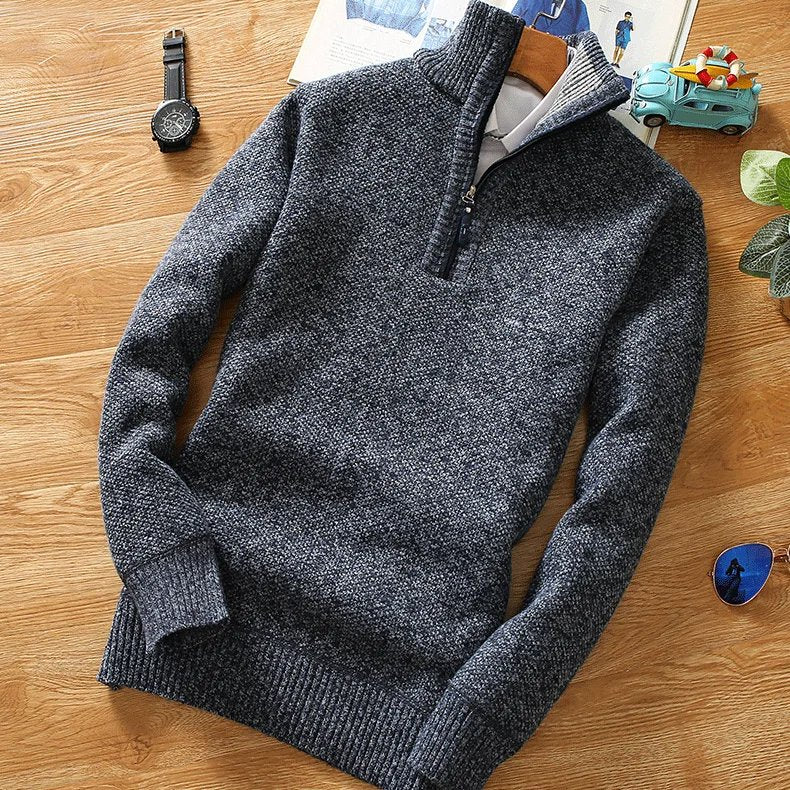 Half-Zipper Fleece Sweater Turtleneck Warm Pullover