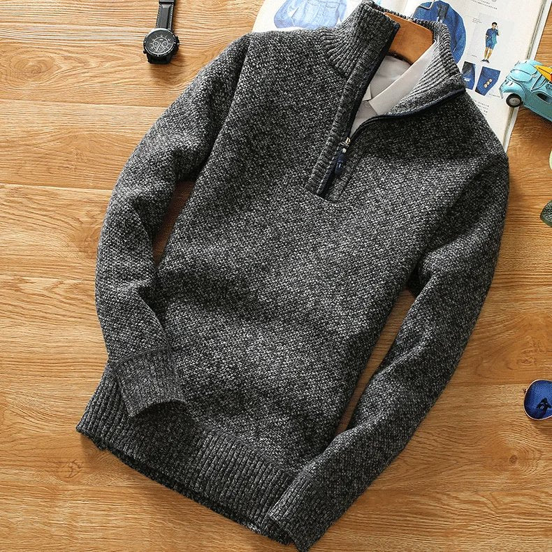 Half-Zipper Fleece Sweater Turtleneck Warm Pullover