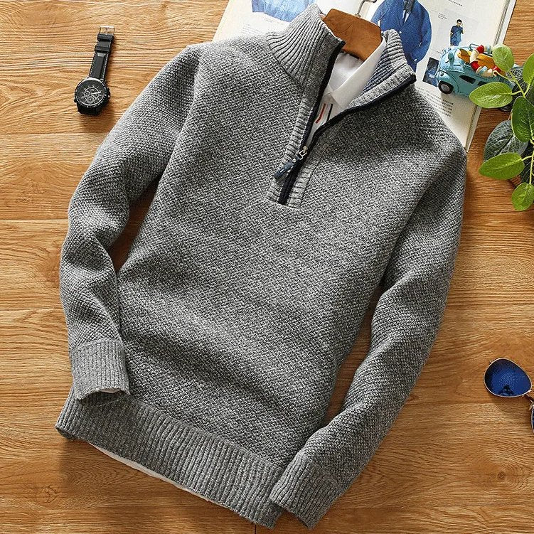 Half-Zipper Fleece Sweater Turtleneck Warm Pullover