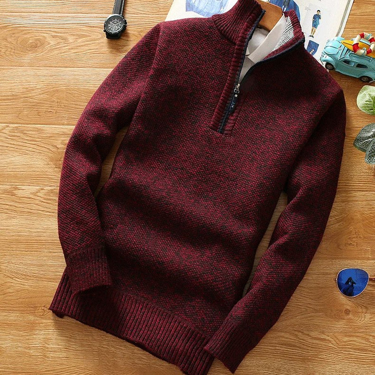 Men's Quality Fleece Sweater Half-Zipper Turtleneck Warm Pullover