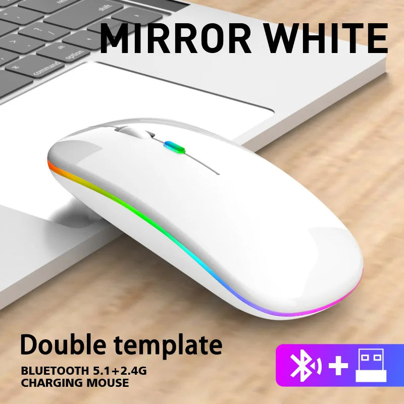 Mute Quiet No-Click Silent Computer Mouse Bluetooth USB Rechargeable