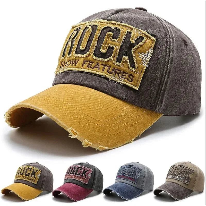 ROCK Washed Baseball Cap Shabby Denim Hat