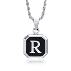 Name Initial Personalised Necklace A-Z Square Stainless Steel Pendant
