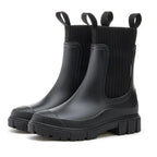 Rain Boots Women's Waterproof Chelsea Heel Chunky Non-Slip