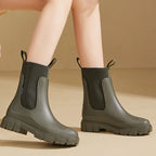 Rain Boots Women's Waterproof Chelsea Heel Chunky Non-Slip